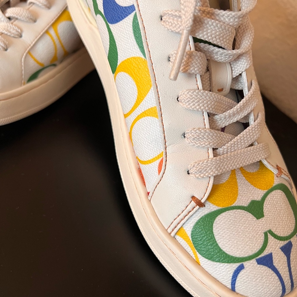 Coach Cream Textured Sneakers